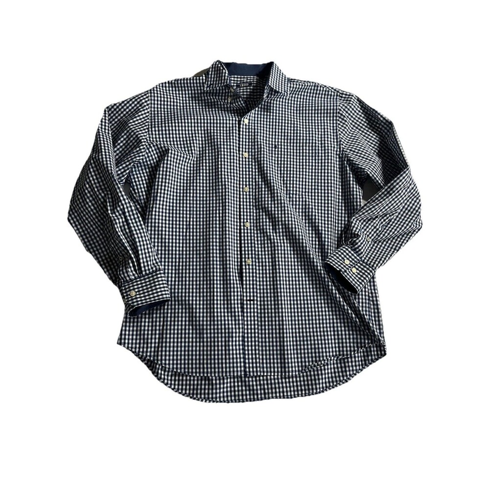 2 IZOD Button Up Shirt Blue XL Plaid Checkered